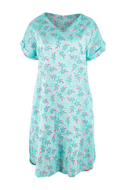 Product shot of the Symi Reversible Shift Organic Cotton Dress in colour Aquapink (Pink), detail