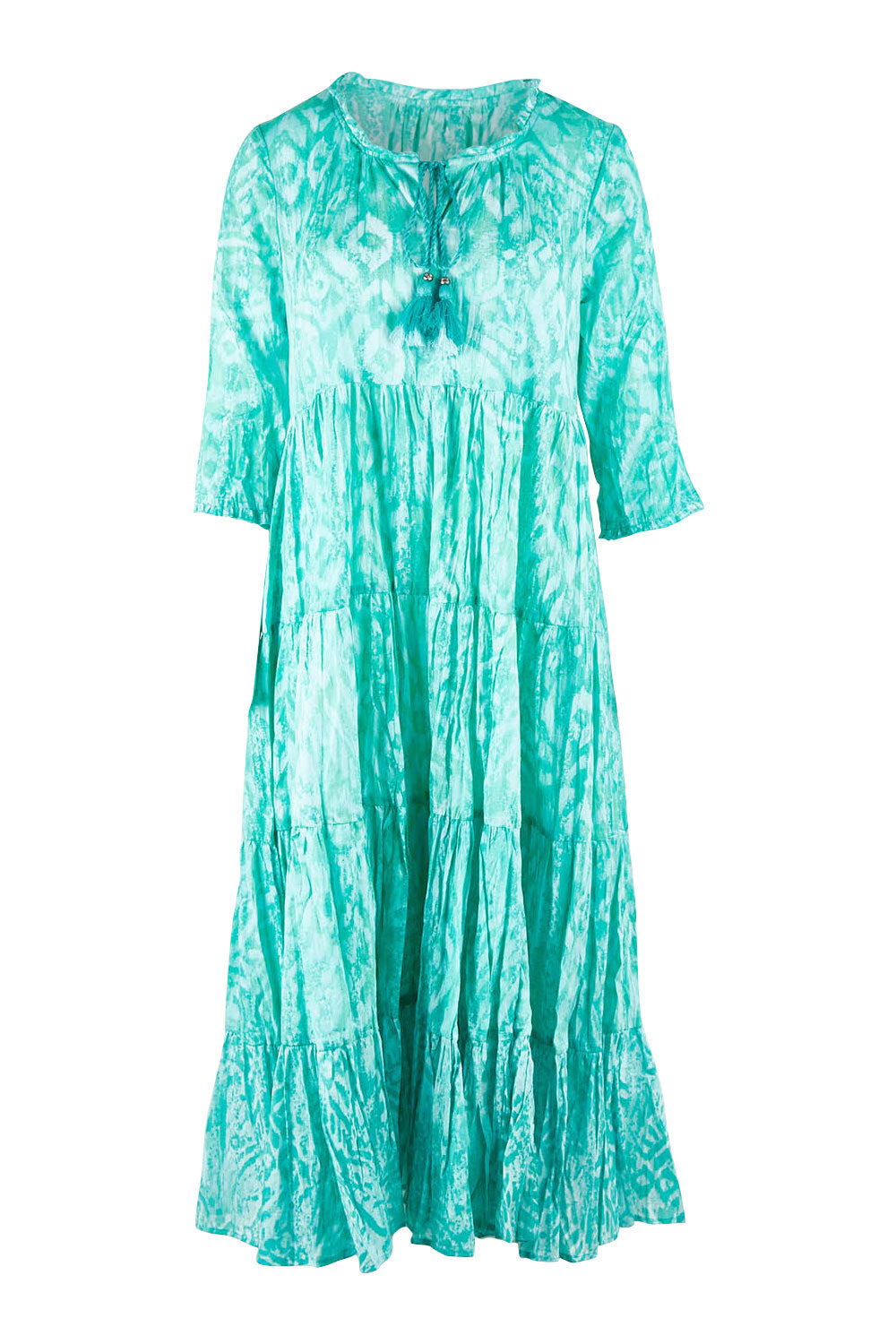 Preloved Olympus Midi Boho Organic Cotton Dress - Blue