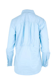 Product shot of the Essentials Poplin Cotton Shirt - Sky in colour Sky, from the back