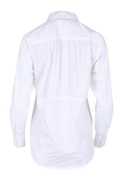 Product shot of the Essentials Poplin Cotton Shirt - White in colour White, from the back