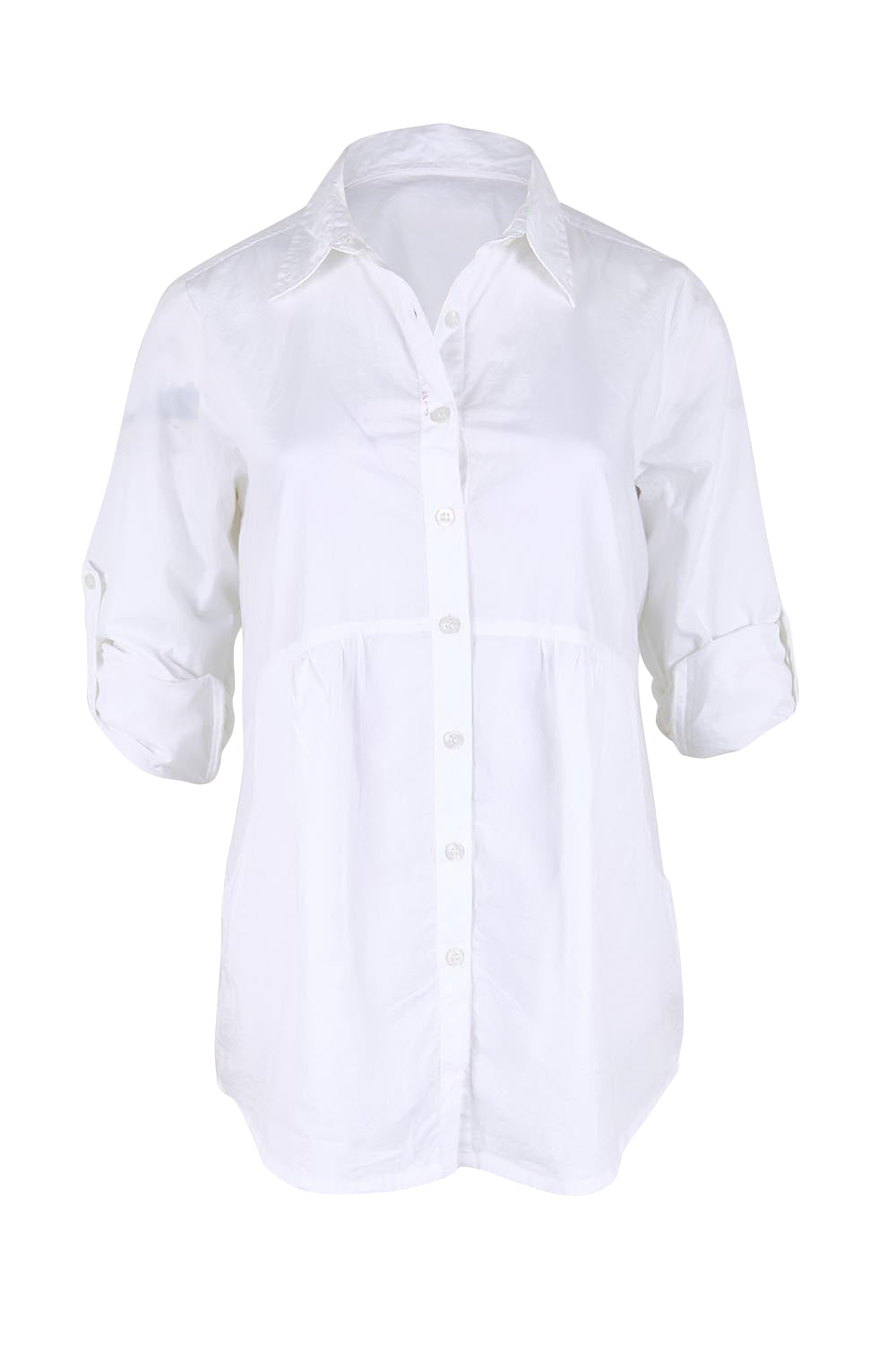 Product shot of the Essentials Poplin Cotton Shirt - White in colour White, showing detail