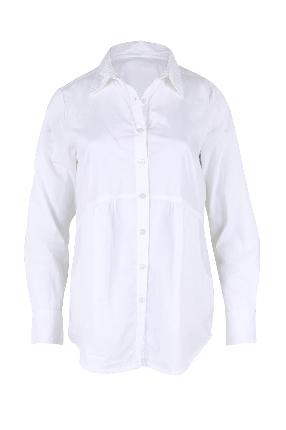 Product shot of the Essentials Poplin Cotton Shirt - White in colour White, from the front