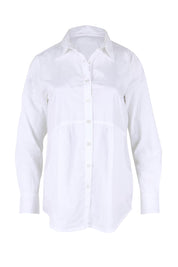 Product shot of the Essentials Poplin Cotton Shirt - White in colour White, from the front