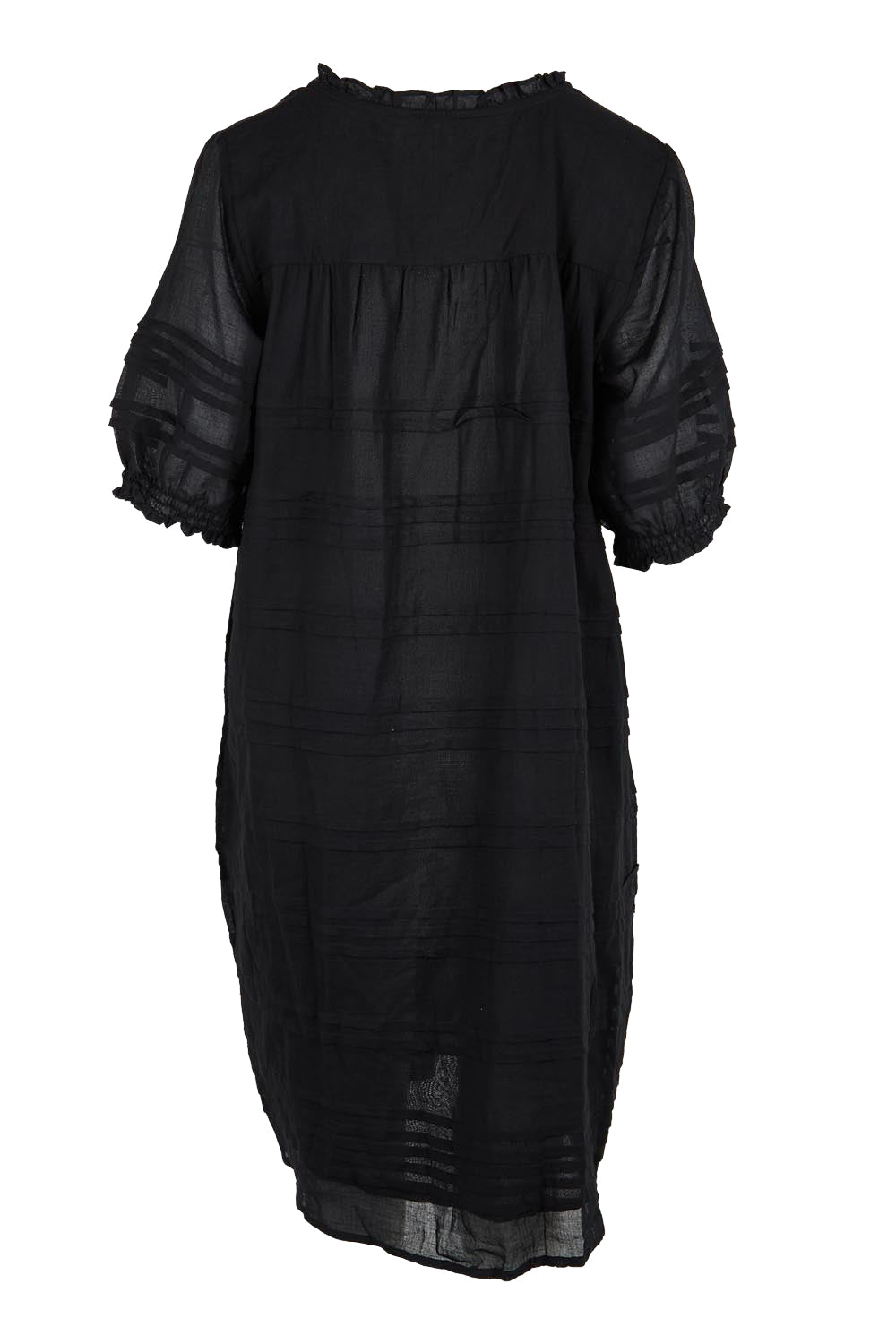 Product shot of the Essentials Pleated Cotton Dress - Black in colour Black, from the back