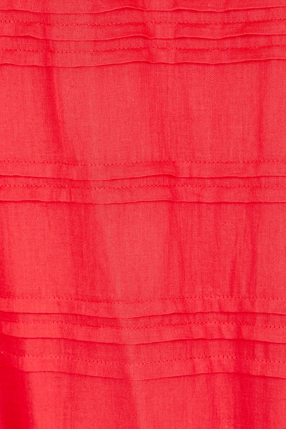 Product shot of the Essentials Pleated Cotton Dress - Red in colour Red, showing detail