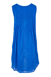 Product shot of the Essentials Easy Fit Sleeveless Cotton Dress - Blue in colour Blue, from the back