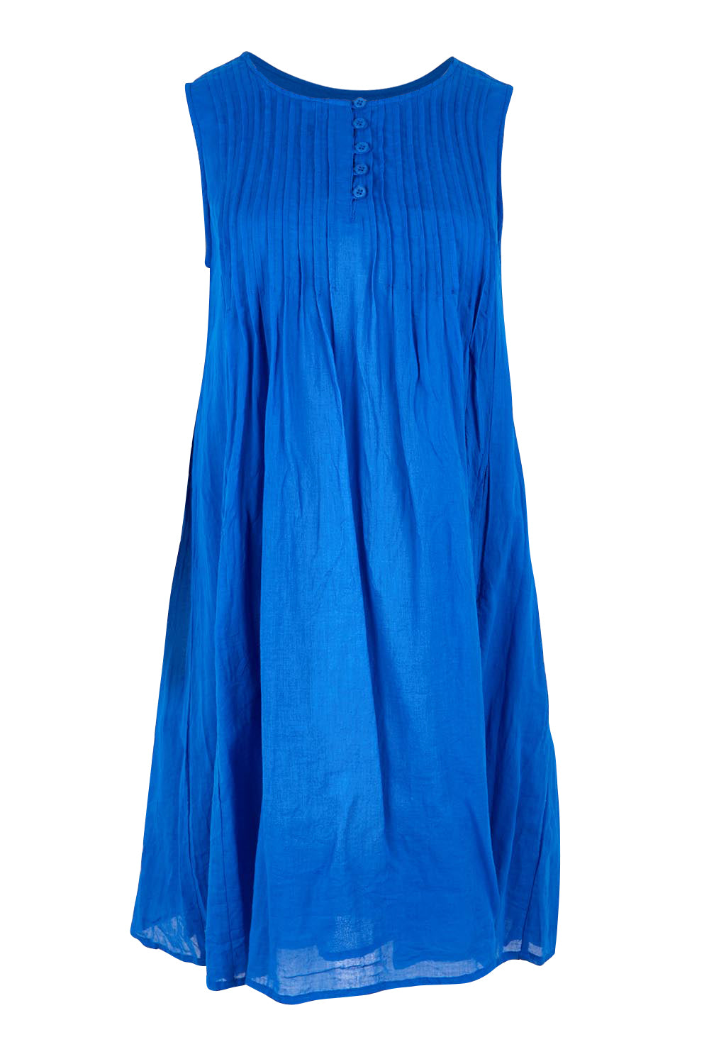 Product shot of the Essentials Easy Fit Sleeveless Cotton Dress - Blue in colour Blue, from the front