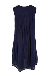 Product shot of the Essentials Easy Fit Sleeveless Cotton Dress - Navy in colour Navy, from the back