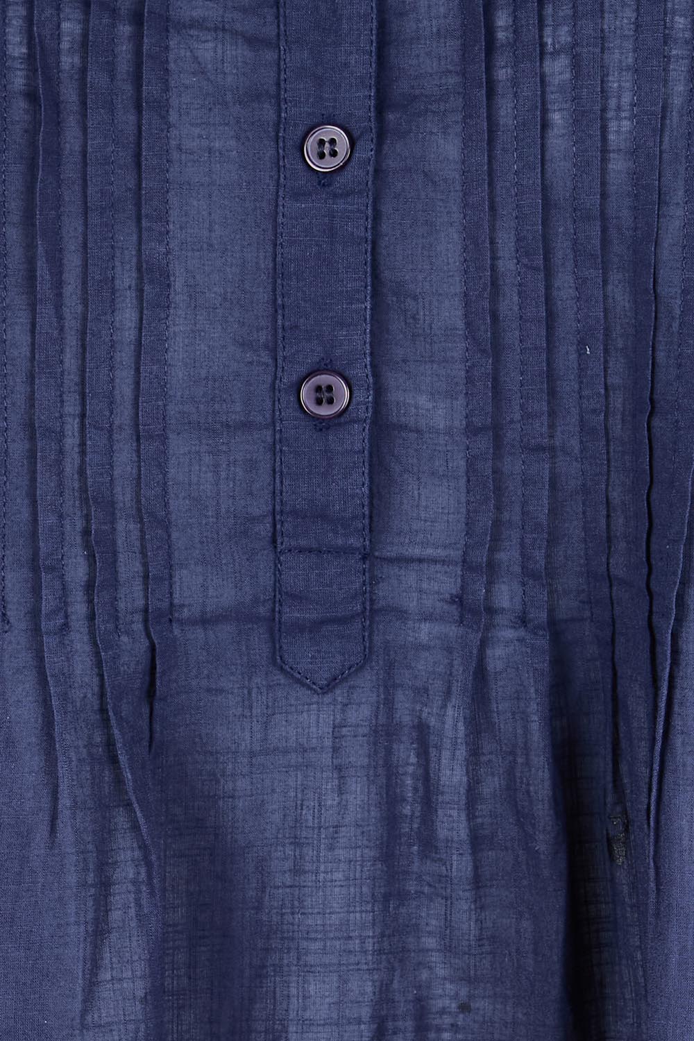 Product shot of the Essentials Pleated Cotton Dress - Navy in colour Navy, showing detail