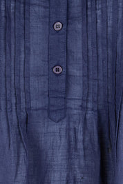 Product shot of the Essentials Pleated Cotton Dress - Navy in colour Navy, showing detail
