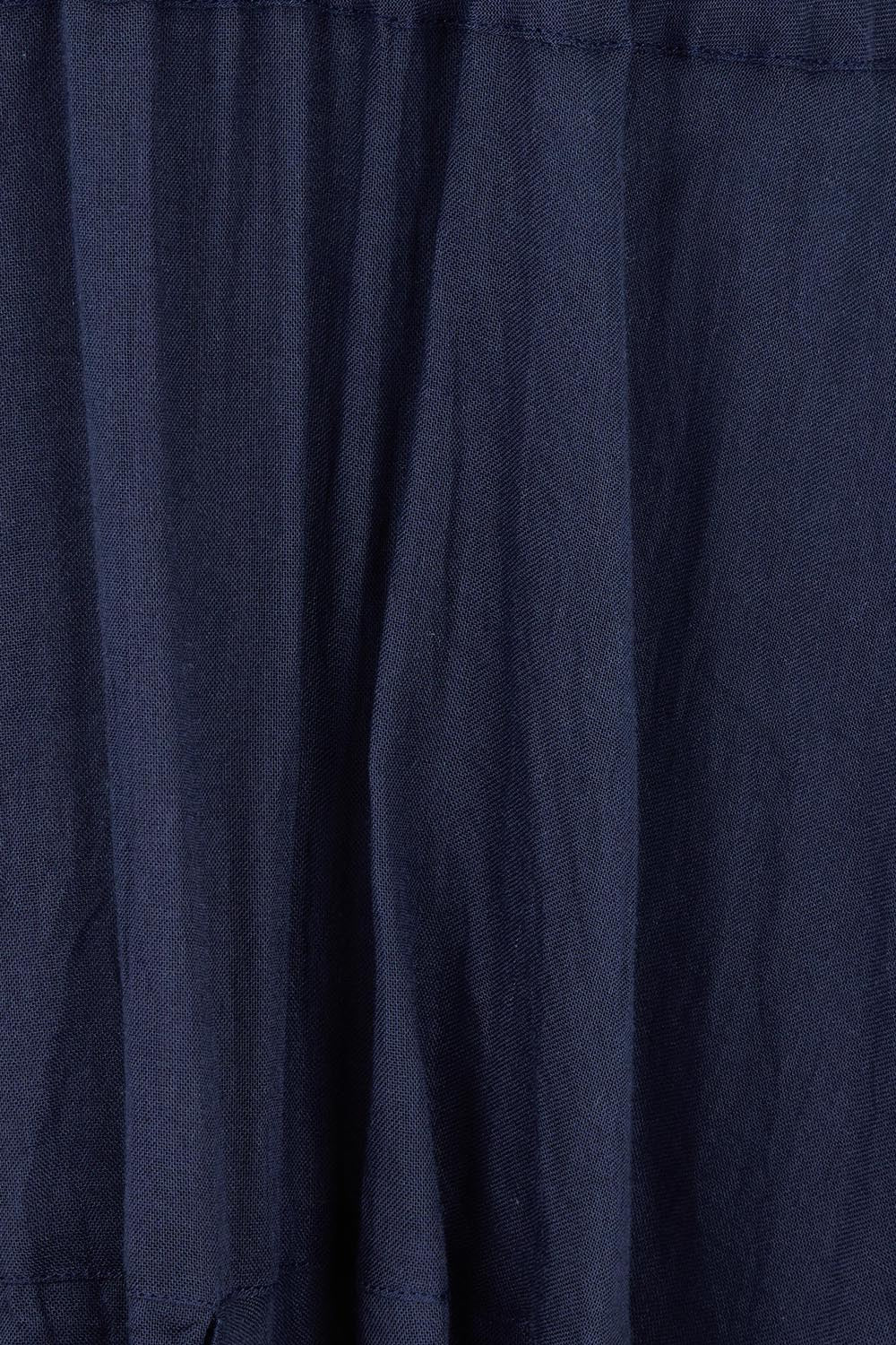 Product shot of the Essentials Bias Pockets Cotton Dress in colour Navy (Blue), from the front