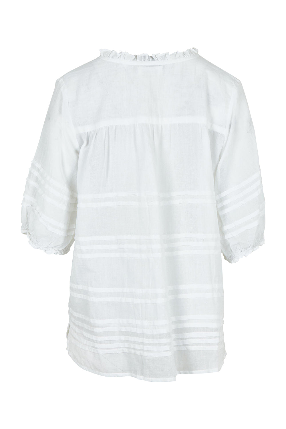 Product shot of the Essentials Organic Cotton Pleated Top in colour White (White), from the back