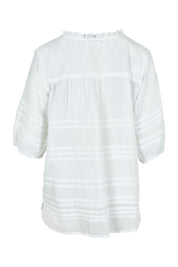 Product shot of the Essentials Organic Cotton Pleated Top in colour White (White), from the back