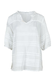 Product shot of the Essentials Organic Cotton Pleated Top in colour White (White), from the front