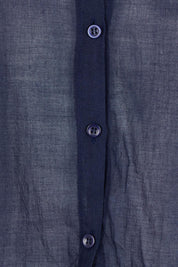 Product shot of the Essentials Buttonthrough Cotton Top in colour Navy (Blue), detail