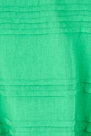 Product shot of the Essentials Pleated Cotton Top - Green in colour Green, showing detail