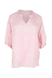 Product shot of the Essentials Pleated Cotton Top - Pink in colour Pink, from the front