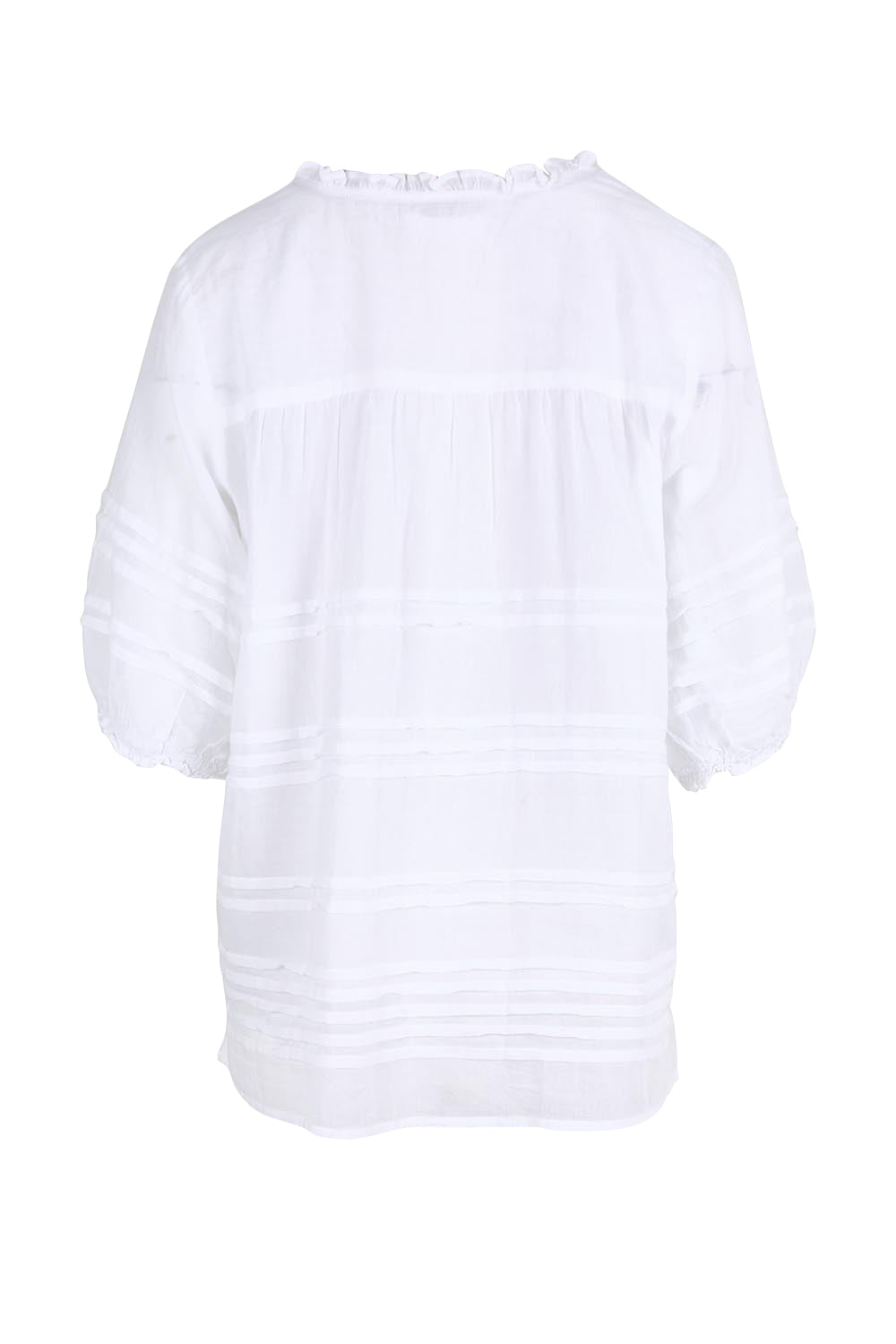 Product shot of the Essentials Pleated Cotton Top - White in colour White, from the back