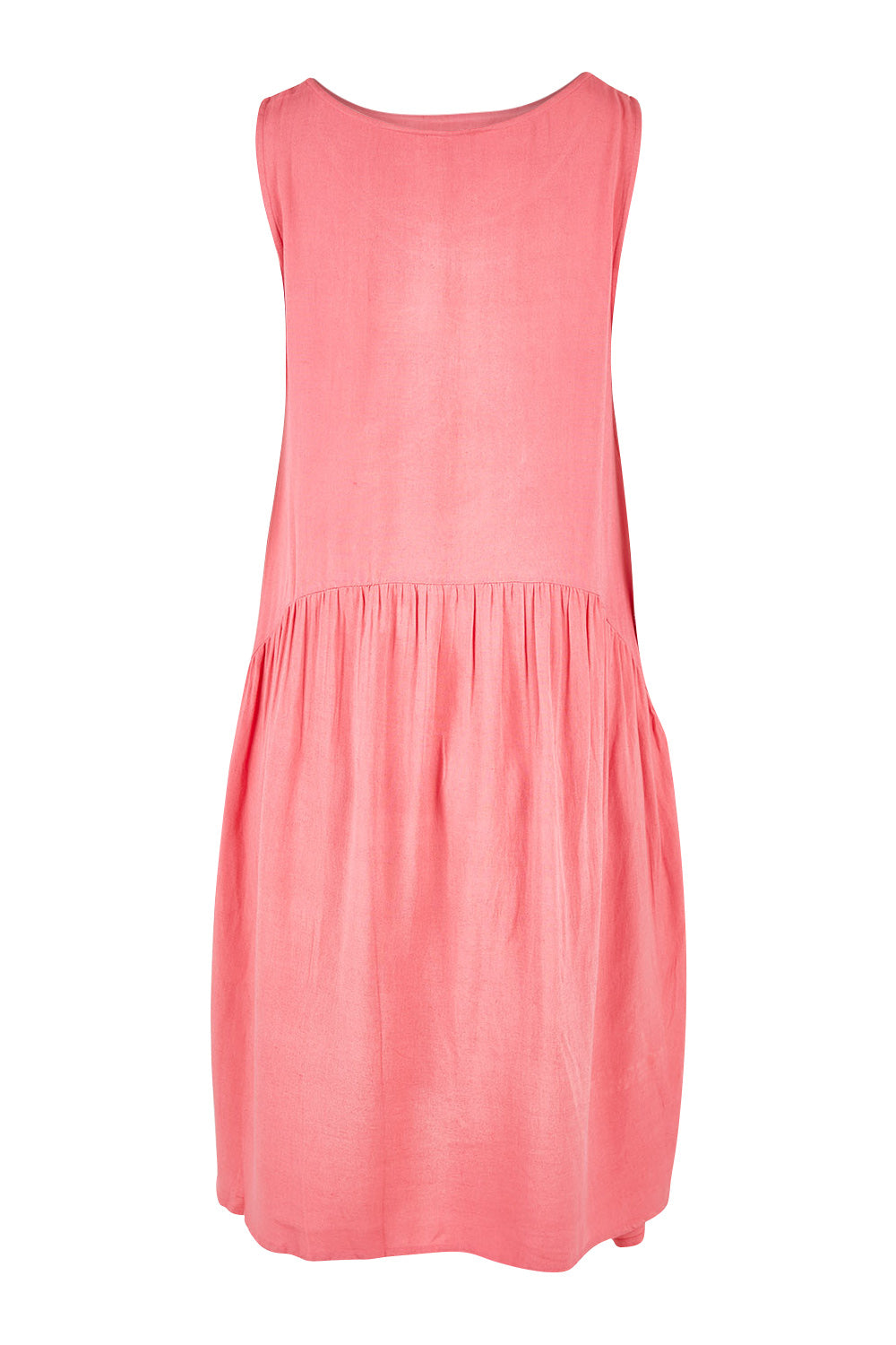 Product shot of the Essentials Linen Blend Bubble Dress in colour Pinkpunch (Pink), from the back