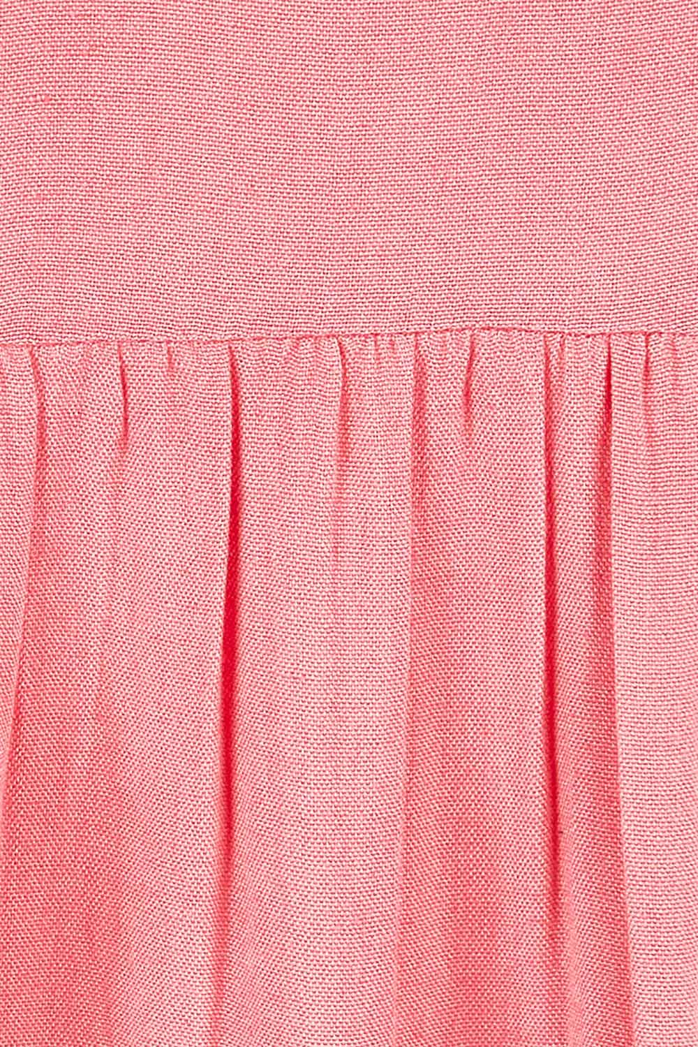 Product shot of the Essentials Linen Blend Bubble Dress in colour Pinkpunch (Pink), detail