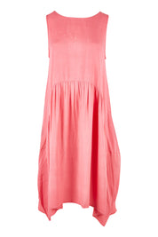 Product shot of the Essentials Linen Blend Bubble Dress in colour Pinkpunch (Pink), from the front