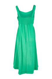 Product shot of the Essentials Strappy Linen Blend Dress - Green in colour Green, from the back