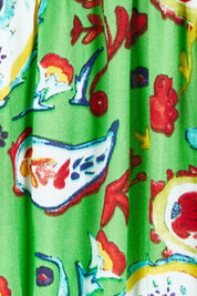 Product shot of the Famagusta Cap Sleeve Layers Dress in colour Green (Green), detail