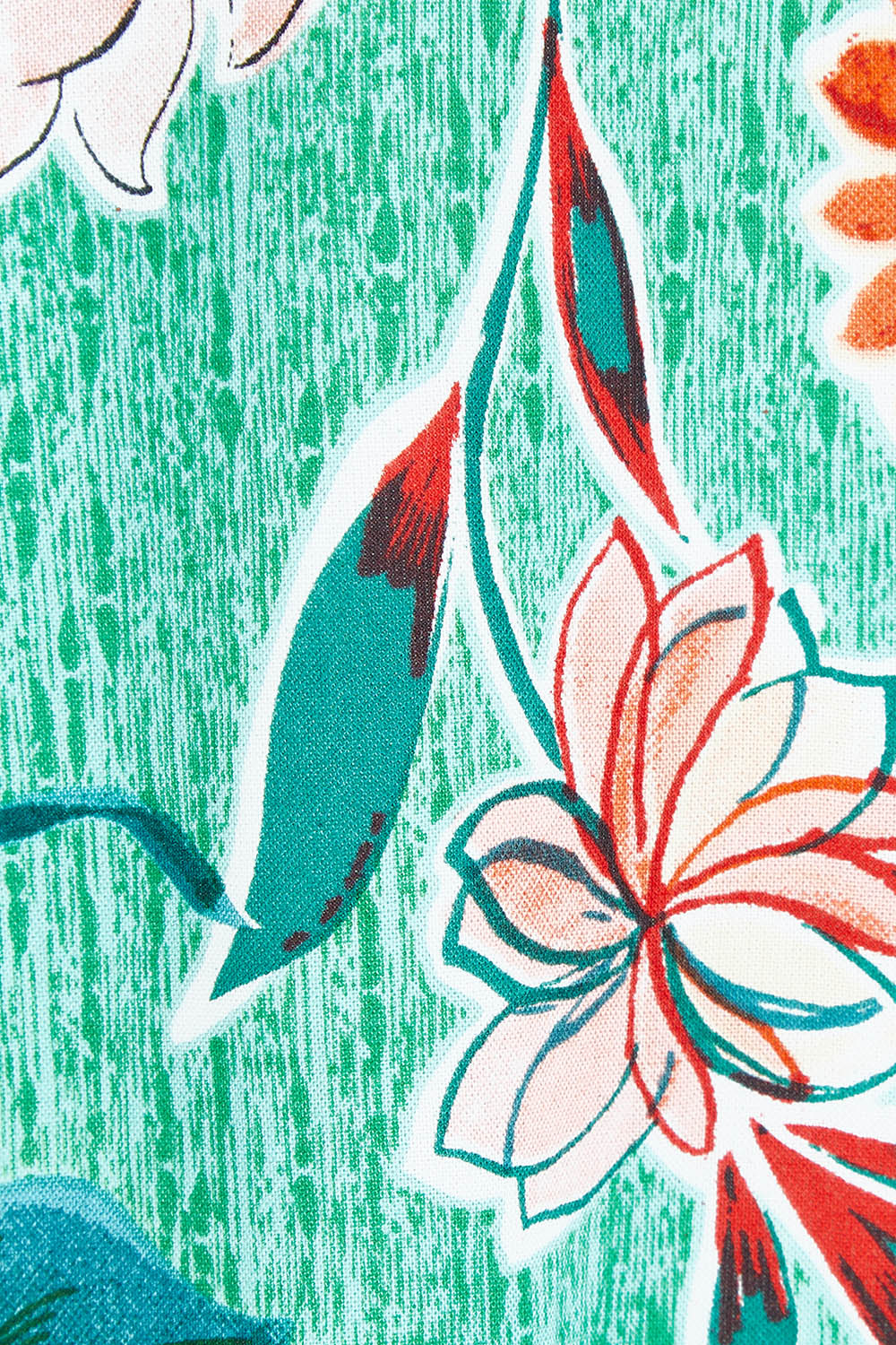 Product shot of the Kaleici V Neck Pleated Dress in colour Print (Green), detail