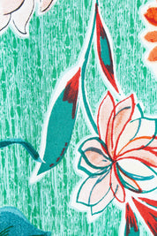 Product shot of the Kaleici V Neck Pleated Dress in colour Print (Green), detail
