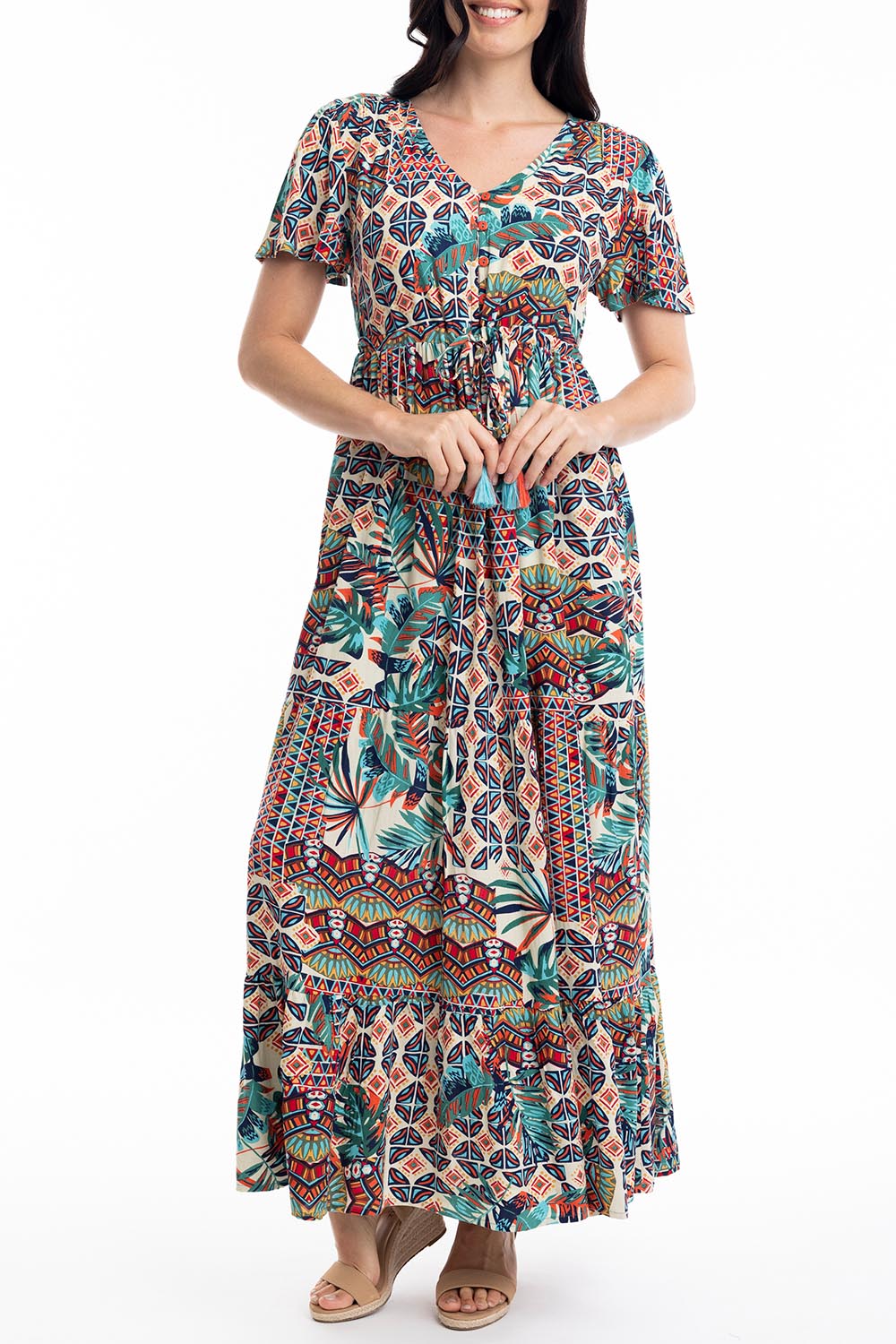 Preloved Rio Maxi Layered Dress - Print