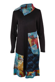 Product shot of the Billie Jean Patch Pockets Dress in colour Billiejean (Black), from the front