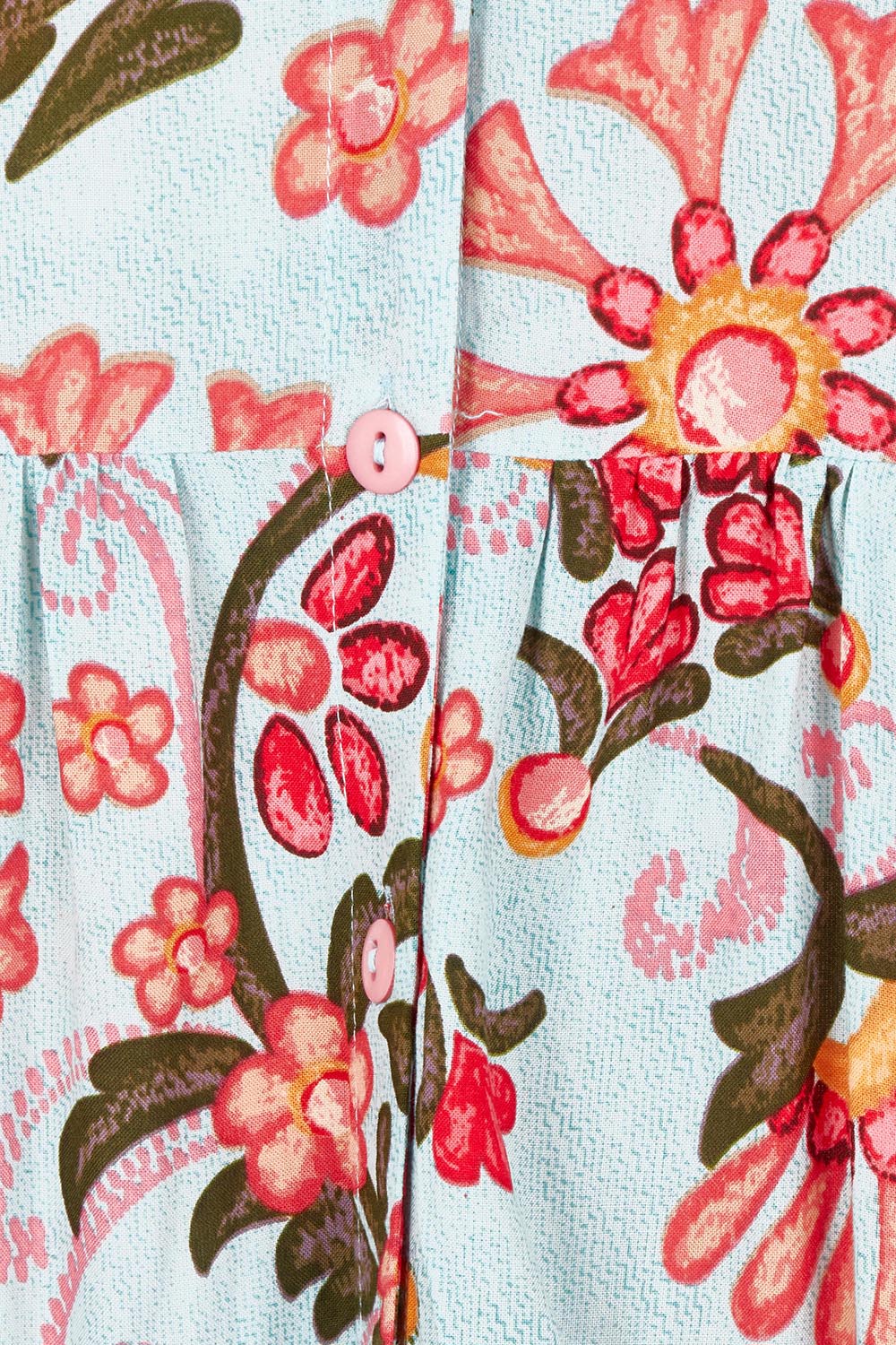 Product shot of the Short Sleeve Layers Dress in colour Macieo, detail