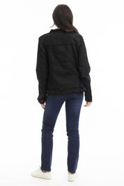 A model wearing the Essentials Linen Blend Jacket in colour Black (Black), from the back