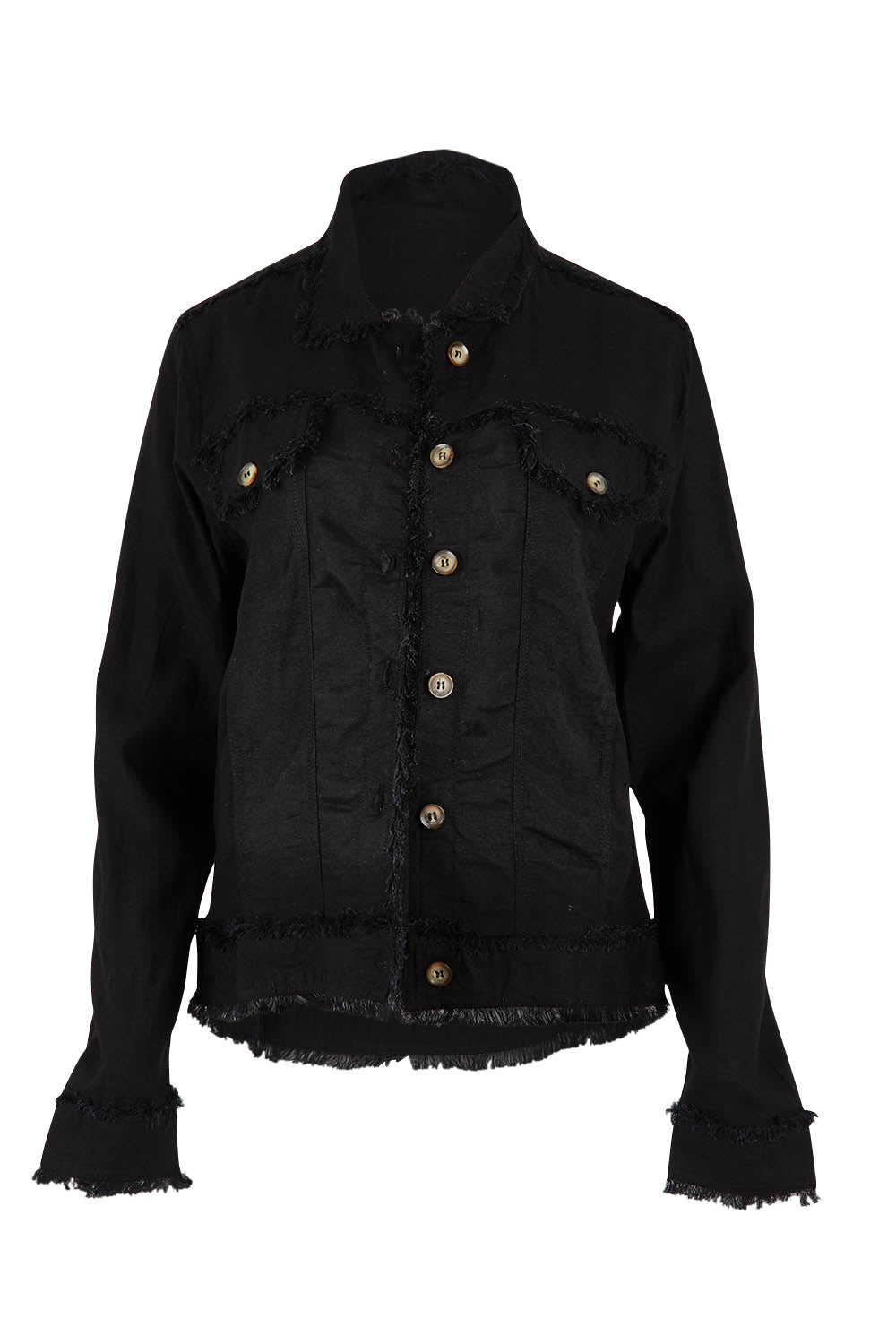 Product shot of the Essentials Linen Blend Jacket in colour Black (Black), from the front