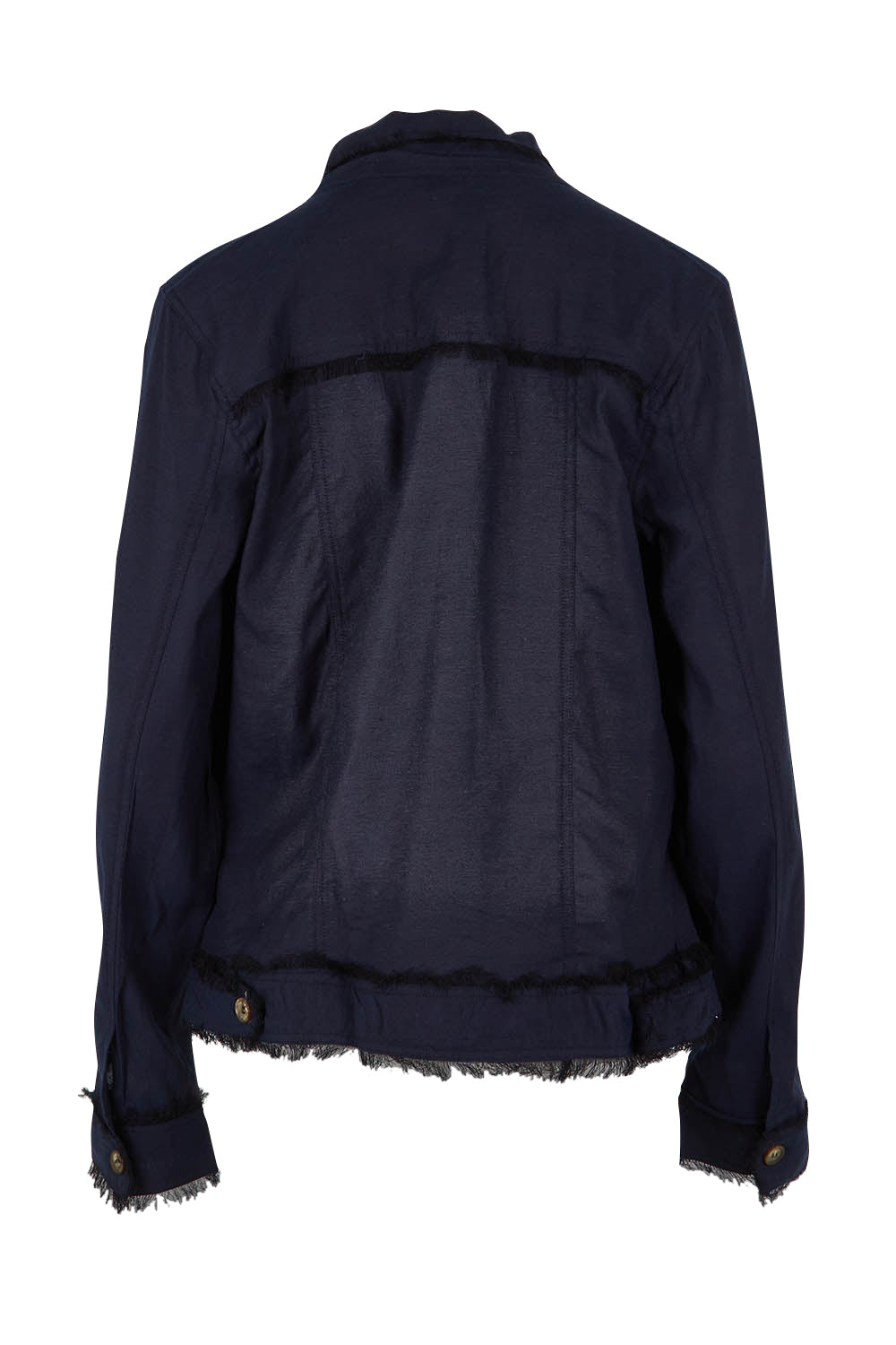 Product shot of the Essentials Linen Blend Jacket in colour Navy (Blue), from the back