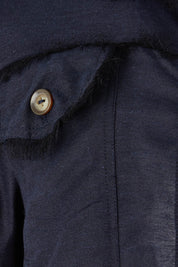 Product shot of the Essentials Linen Blend Jacket in colour Navy (Blue), detail