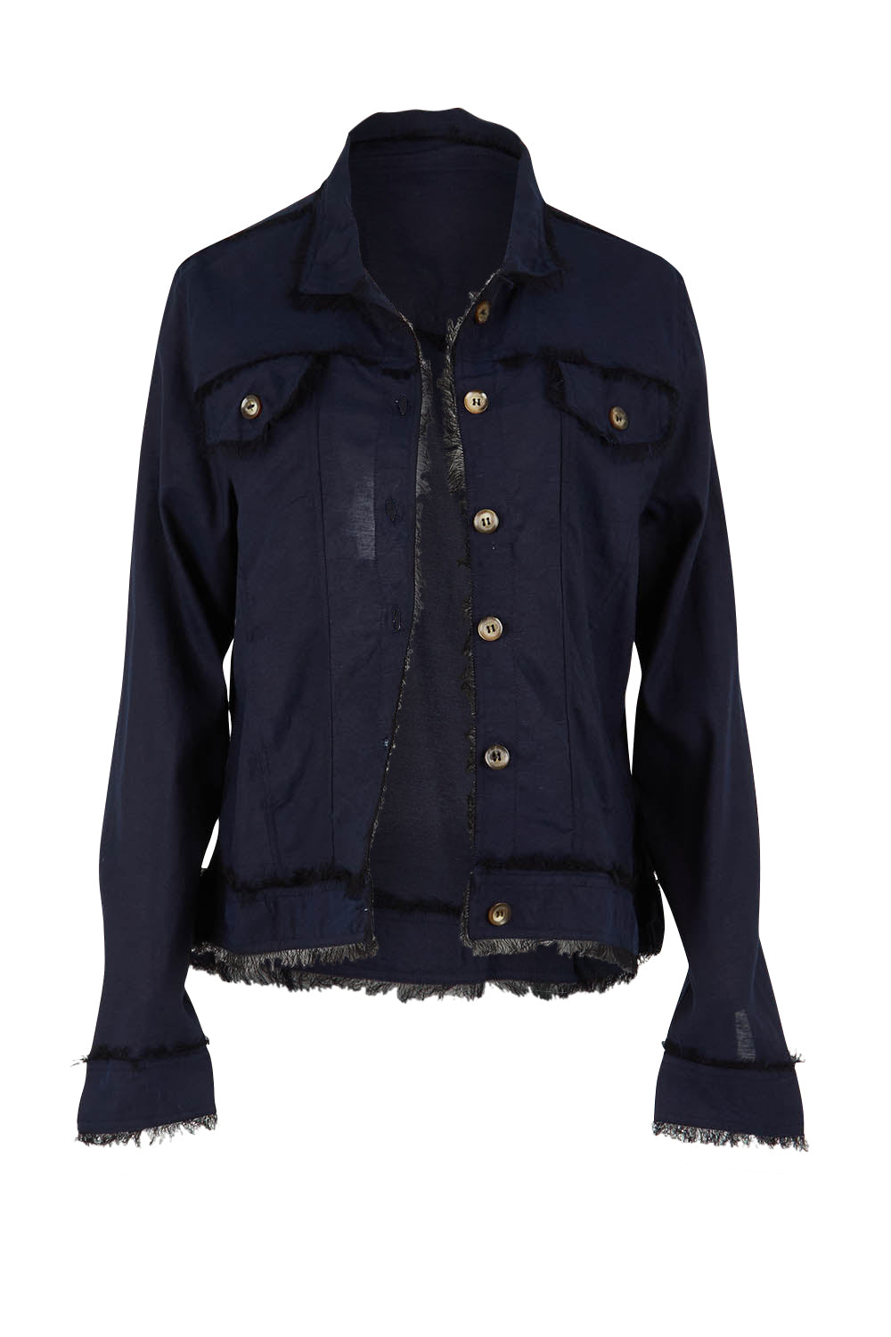 Product shot of the Essentials Linen Blend Jacket in colour Navy (Blue), from the front