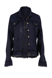 Product shot of the Essentials Linen Blend Jacket in colour Navy (Blue), from the front