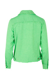 Product shot of the Essentials Linen Blend Jacket in colour Parakeet (Green), from the back