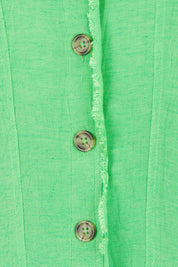 Product shot of the Essentials Linen Blend Jacket in colour Parakeet (Green), detail