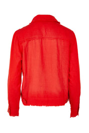Product shot of the Essentials Linen Blend Jacket in colour Red (Red), from the back