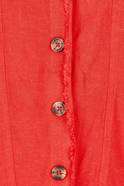 Product shot of the Essentials Linen Blend Jacket in colour Red (Red), detail