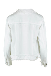 Product shot of the Essentials Linen Blend Jacket in colour White (White), from the back