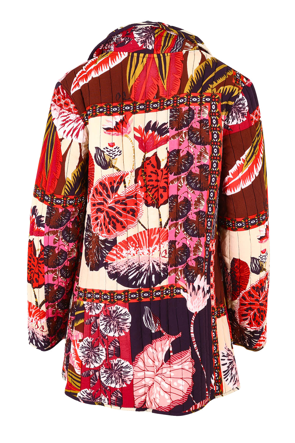 Product shot of the Chandalier Reversible Coat in colour Chandalier (Red), from the back
