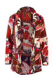 Product shot of the Chandalier Reversible Coat in colour Chandalier (Red), from the front