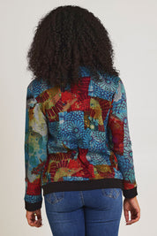 Model Ziara wearing size 10 of the Billie Jean Cotton Blend Cardigan in colour Billiejean, from the back