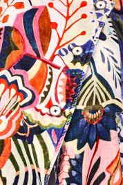 Product shot of the Hotel California Velvet Cross Front Jacket in colour California, detail
