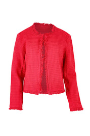 Product shot of the Chanel Cotton Coat in colour Red (Red), from the front