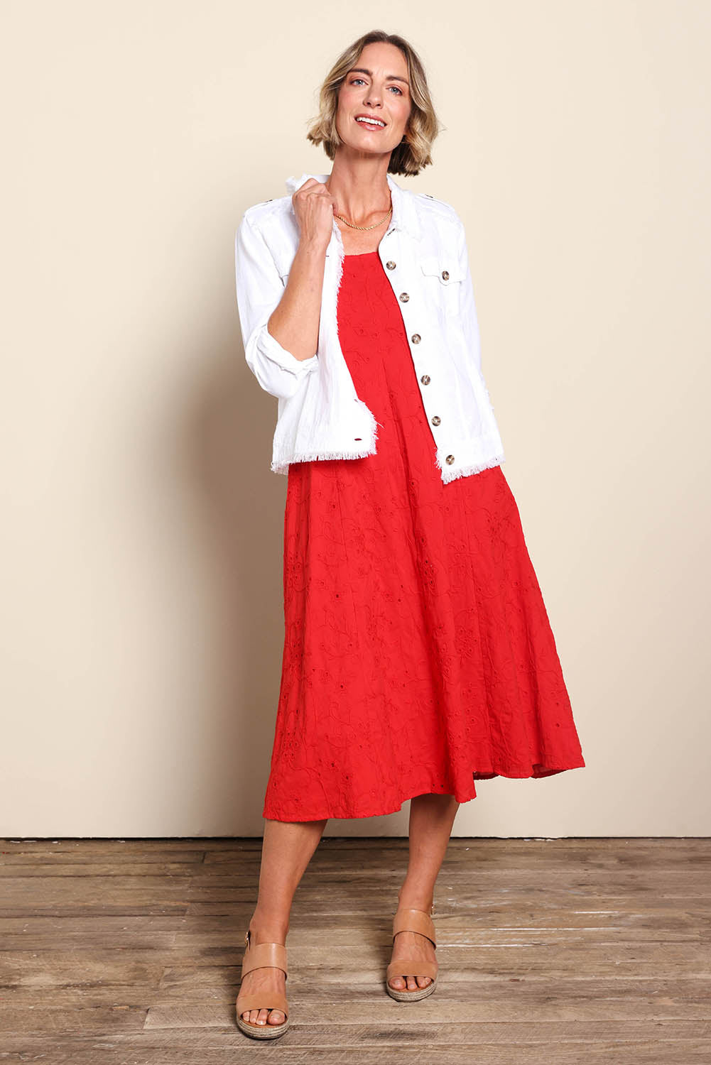 Essentials Cotton Linen Blend Fringe Jacket - White