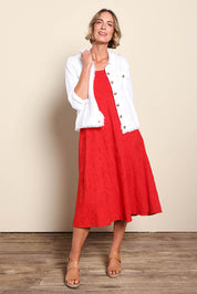 Essentials Cotton Linen Blend Fringe Jacket - White